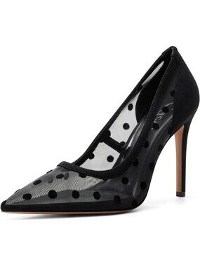 Women's Polka Dot High Heels Pointed-Toe Slip-on Stilettos Pumps 4" Heels Shoes